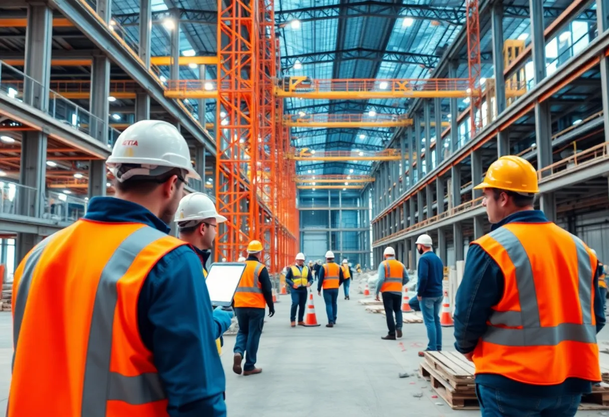 Ajax Paving workers utilizing advanced construction management software.