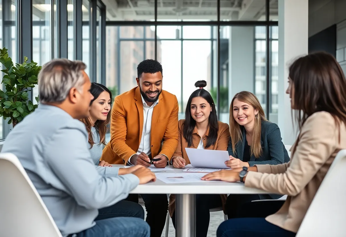 Diverse team working on multifamily housing finance solutions