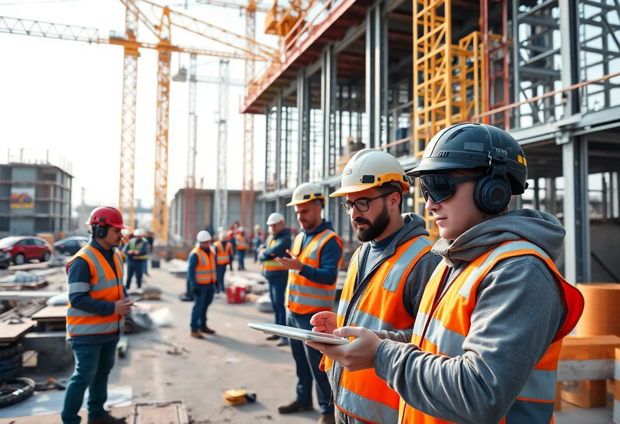 Construction site in EMEA with digital tools