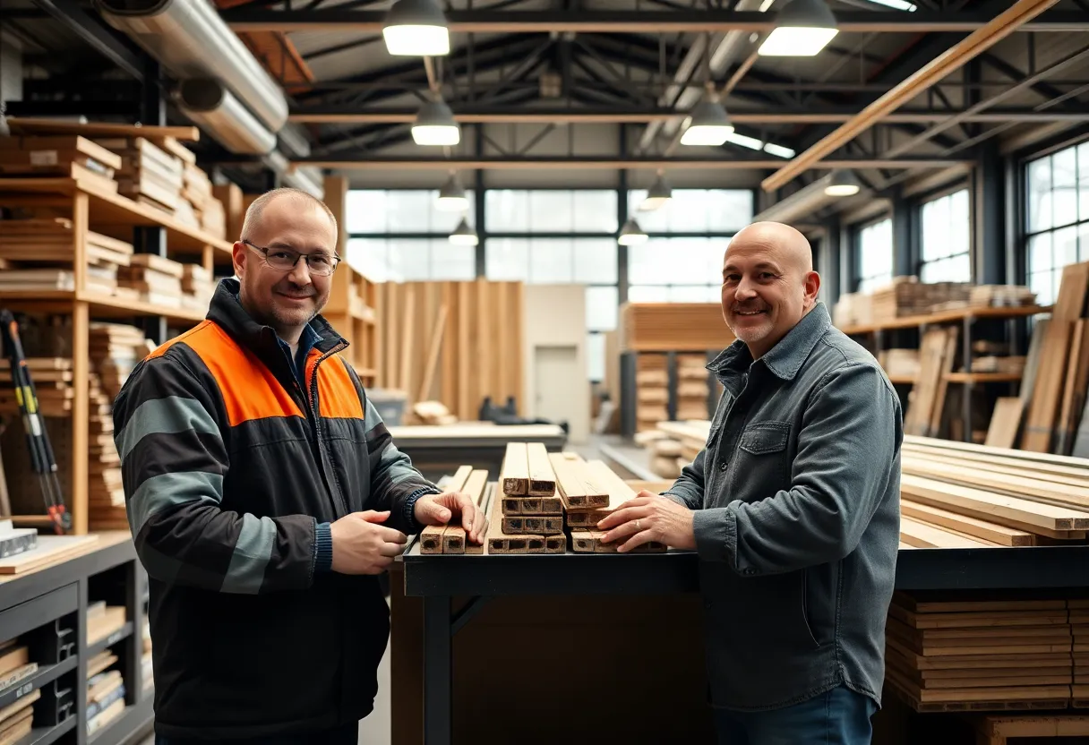 Interior of James Burrell Ltd showcasing construction materials
