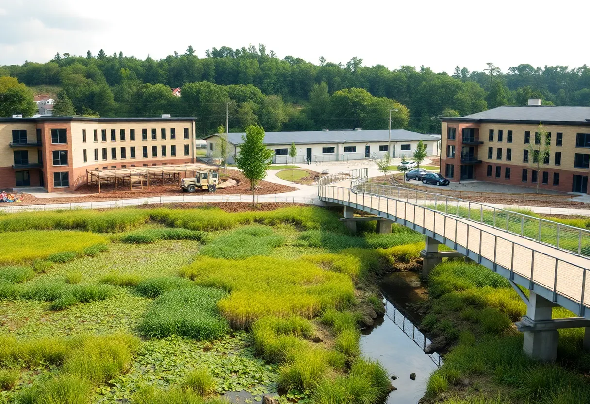 Construction site of a new K-8 school with emphasis on sustainability