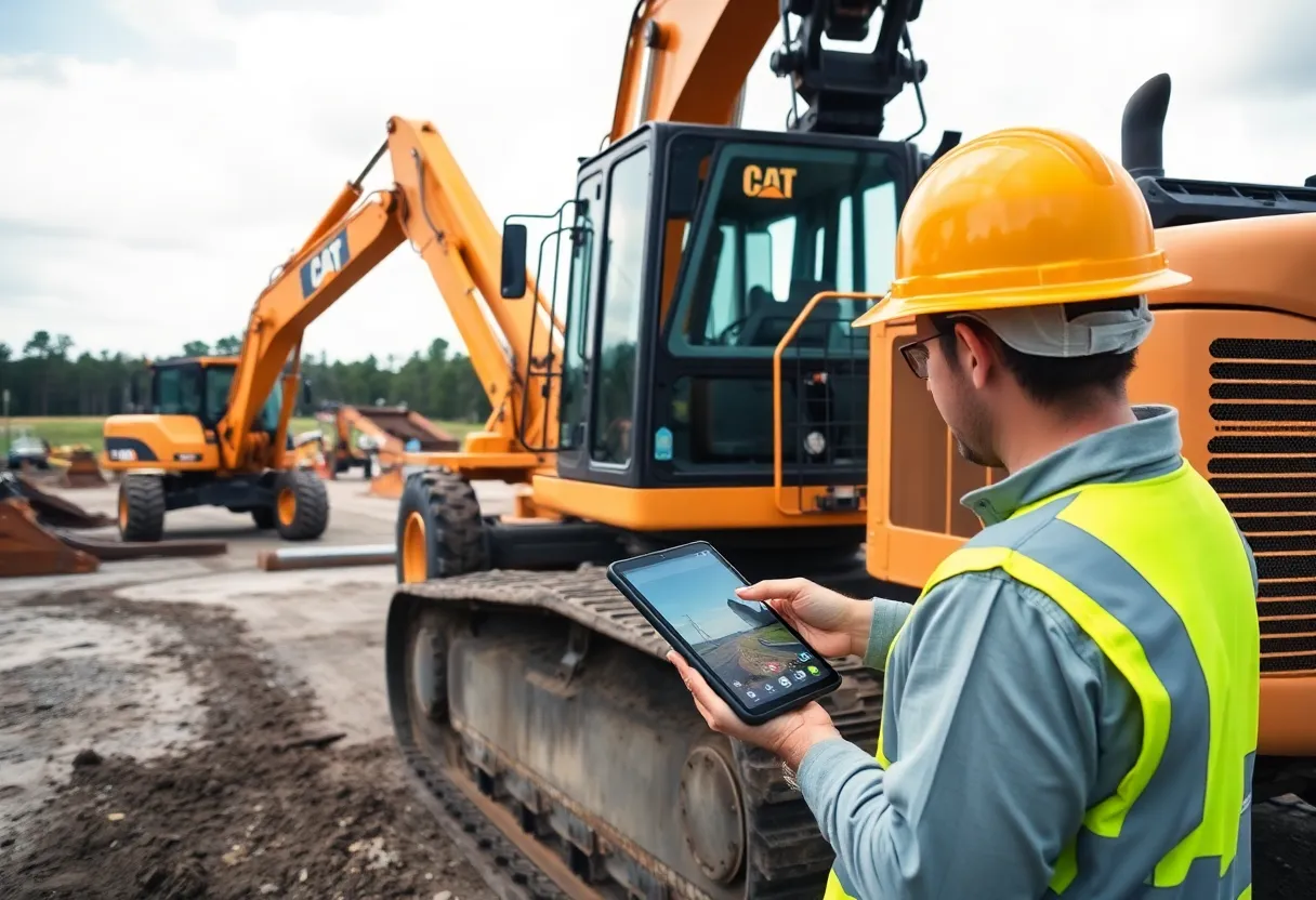 Smart construction site with advanced machinery in South Carolina