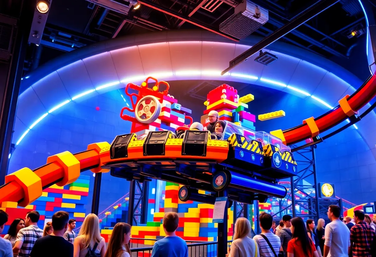 Concept art of a new indoor coaster at Legoland Florida