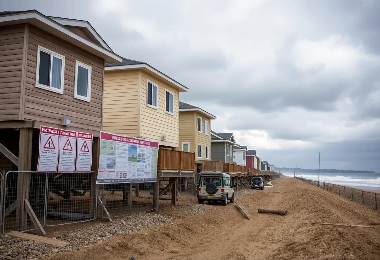 Construction site showcasing flood safety measures