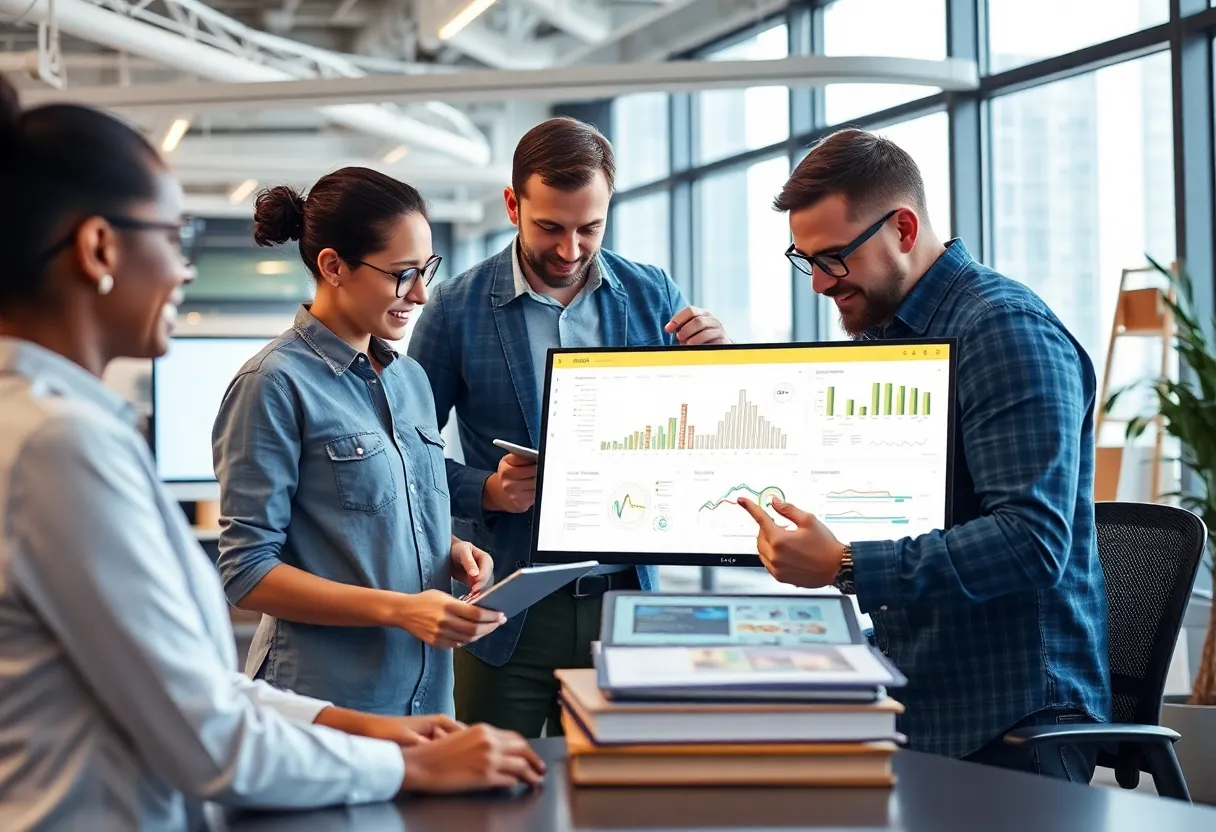 Team using AI technology for construction supply chain management