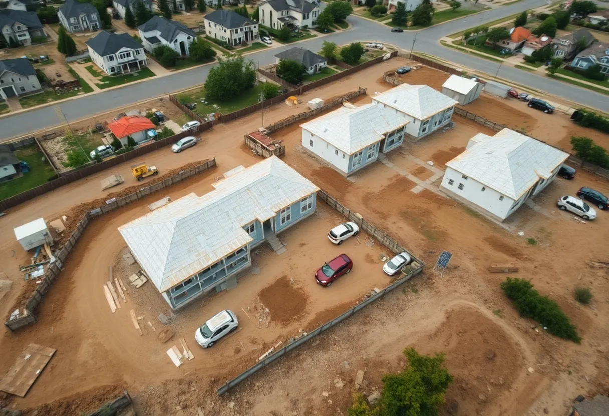 Construction site of single-family homes showing decline