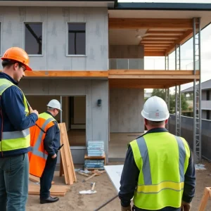 Construction site in Victoria with visible building permits
