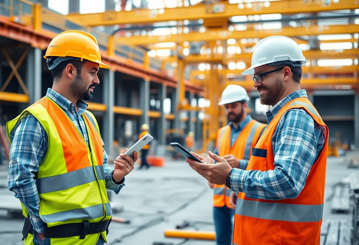 CBIZ employees working on a construction site with advanced technology