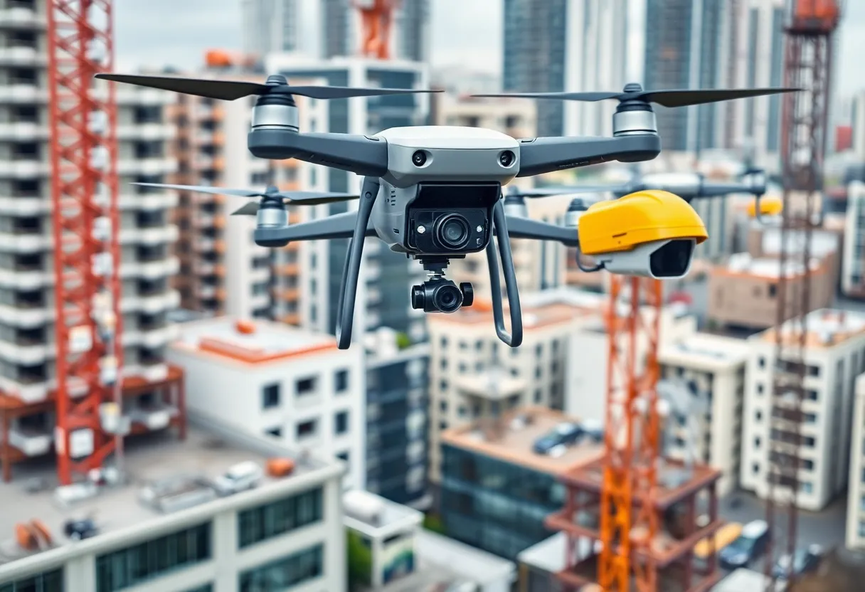 Advanced construction site with monitoring technology in action