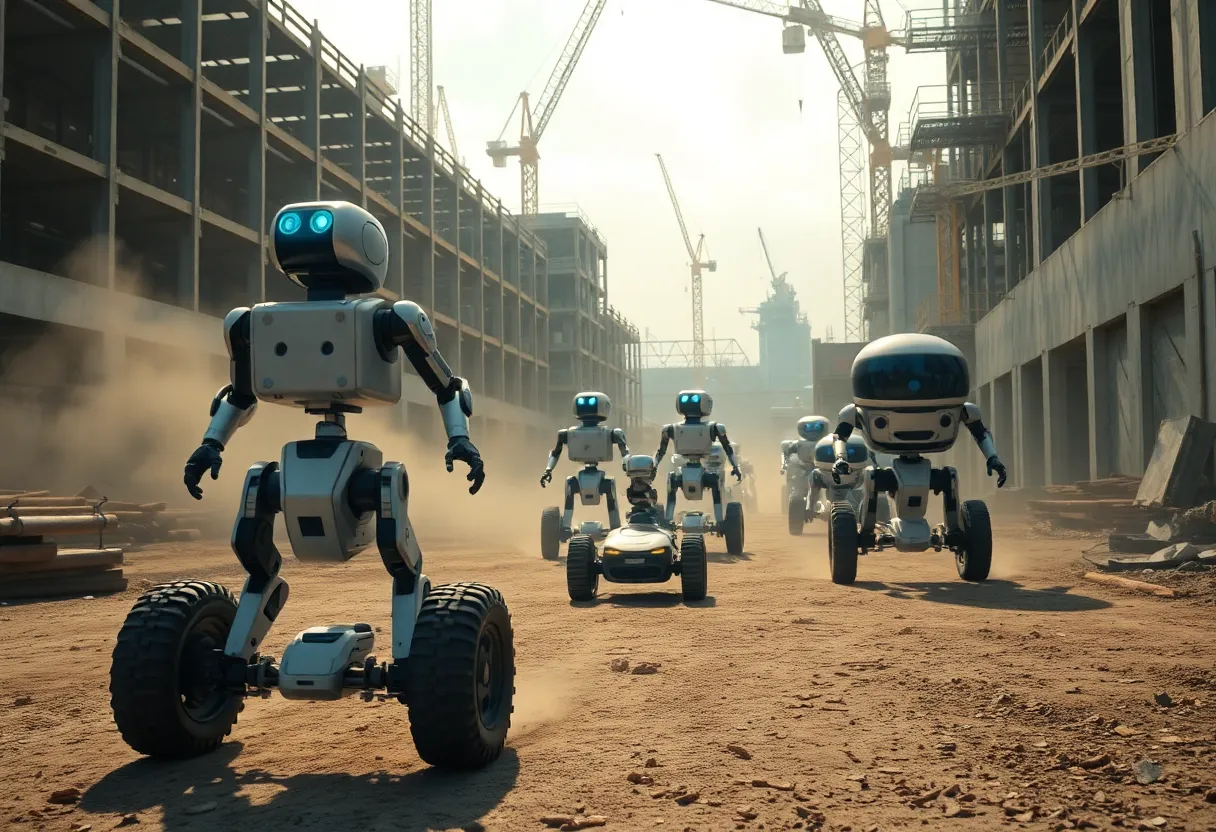 Multiple robots navigating a busy construction and industrial site using mapless autonomy