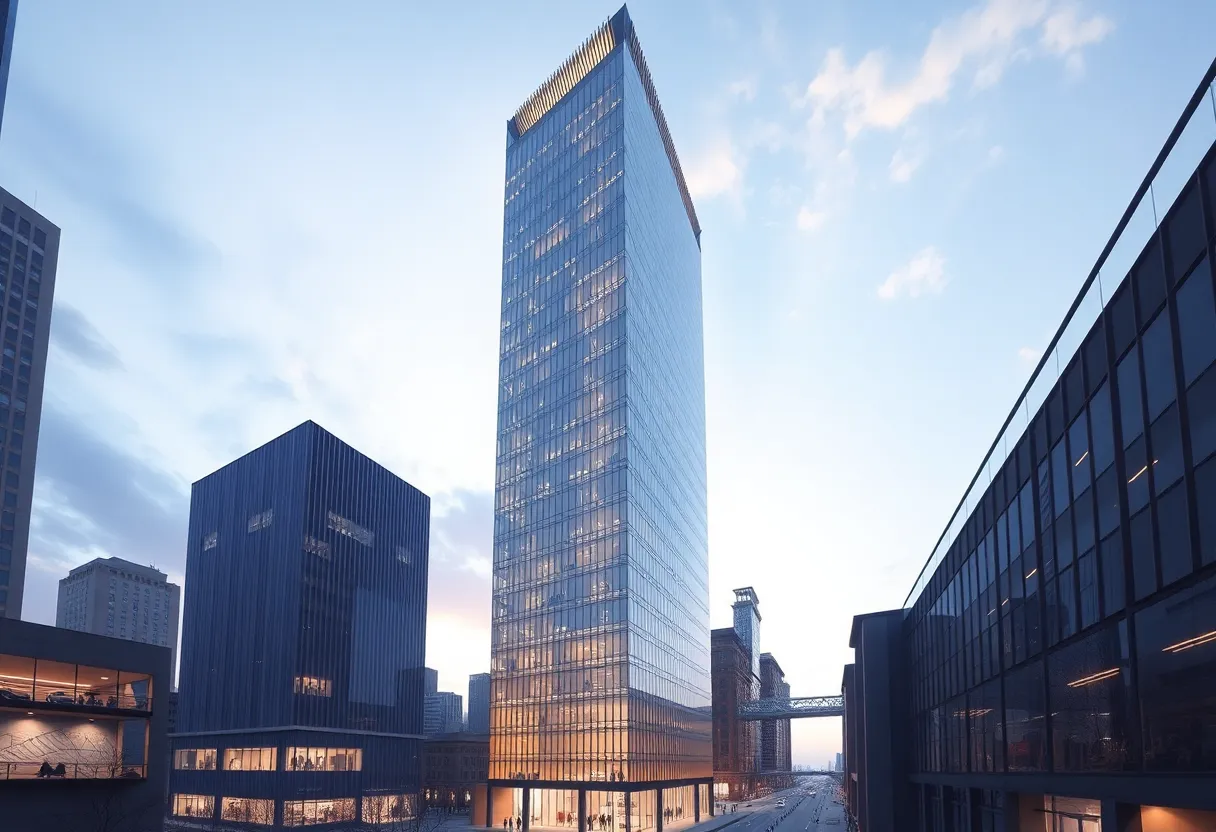 Architectural rendering of the Paramount skyscraper in Nashville