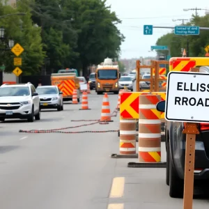 Construction zone for the Ellis Road widening project in Brevard County.