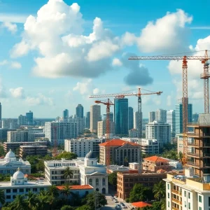 Miami cityscape highlighting construction and housing developments