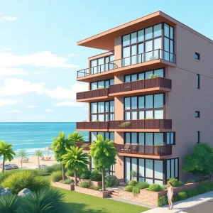 Architectural rendering of a new residential building in Arverne, Queens.