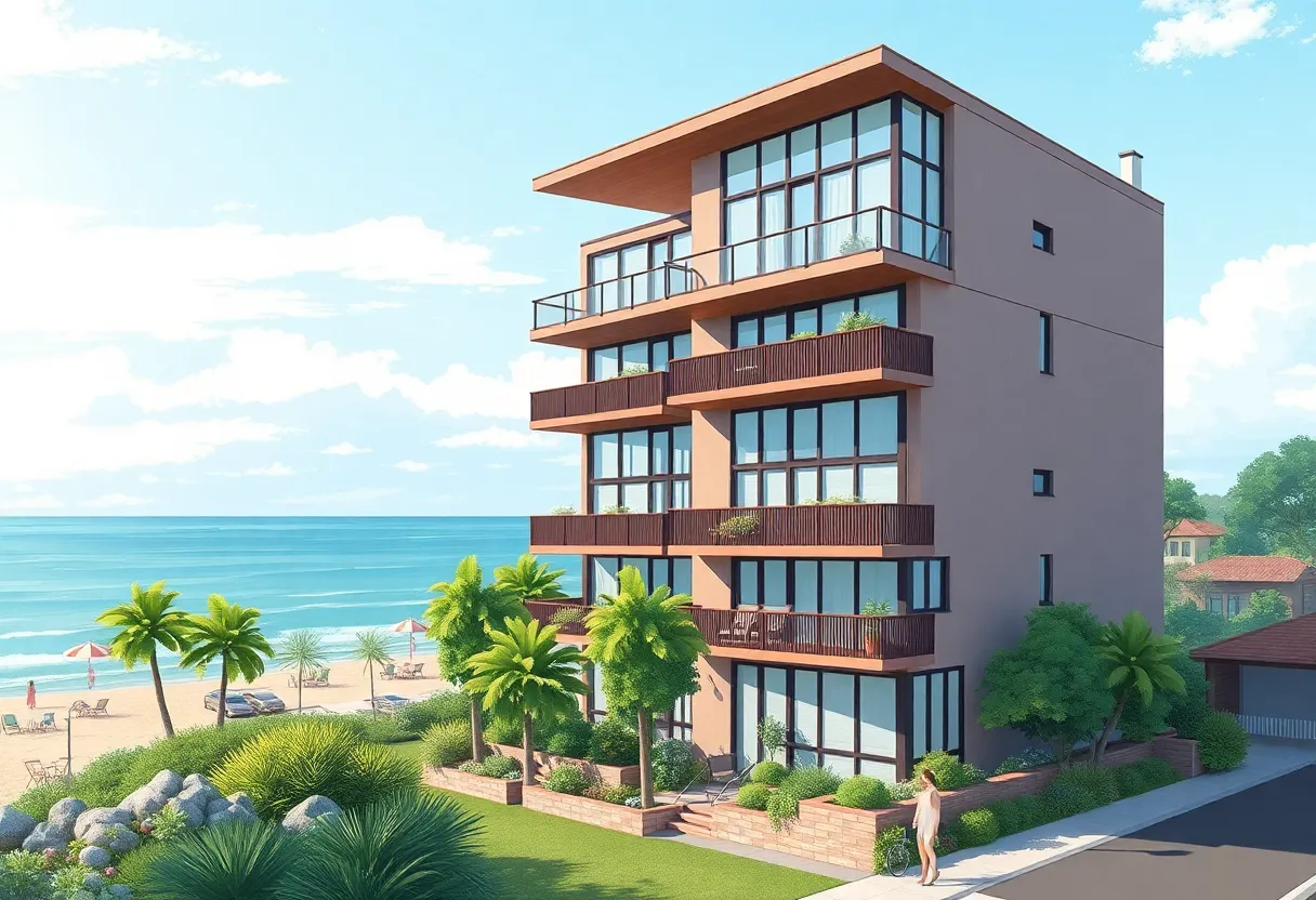 Architectural rendering of a new residential building in Arverne, Queens.