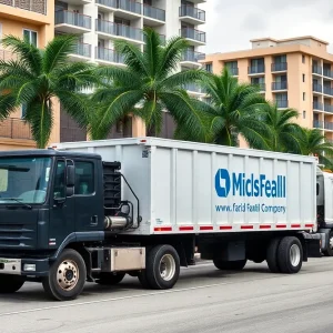 Waste Services USA truck with dumpsters in South Florida