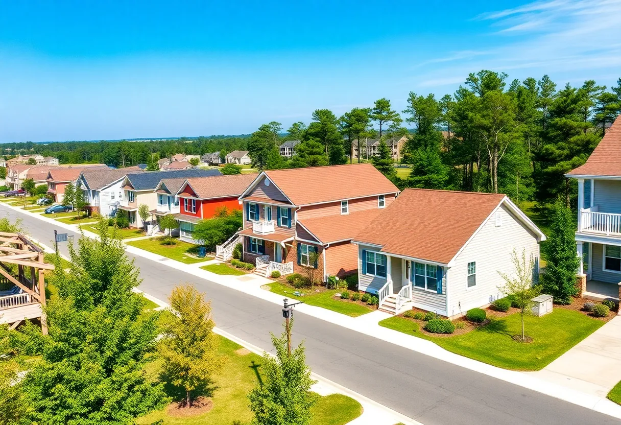 Suburban housing developments in Charleston, featuring modern designs and landscaping.