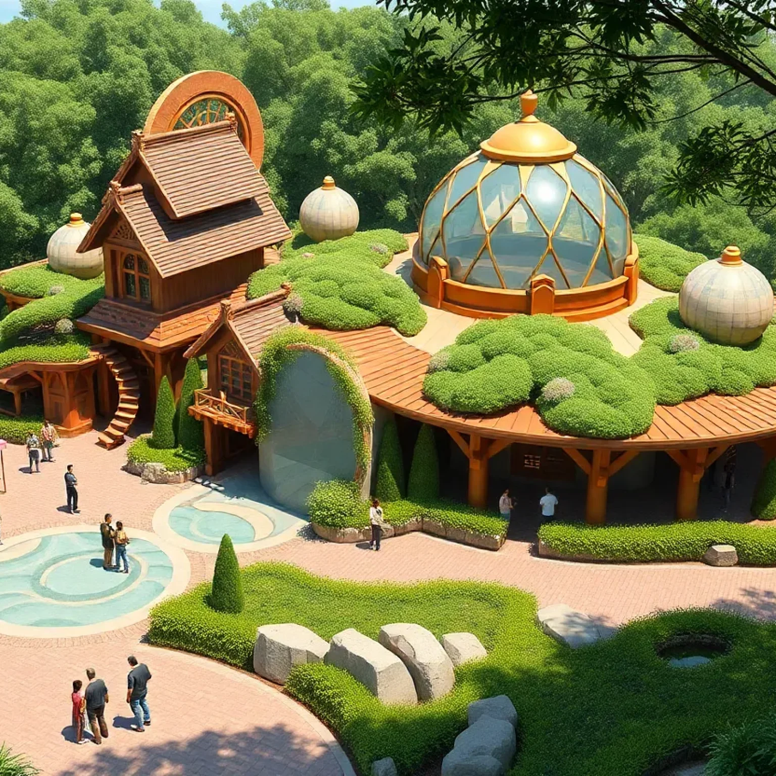 Artist's rendering of the new Epcot pavilion showcasing global cultures and eco-friendly design.