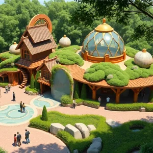 Artist's rendering of the new Epcot pavilion showcasing global cultures and eco-friendly design.