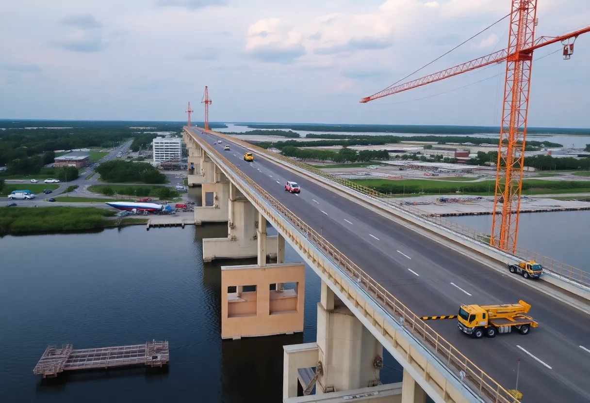 Construction of the new St. Johns River bridge in Jacksonville, Florida