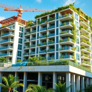 Construction of a luxury residential complex in Miami with sustainable features