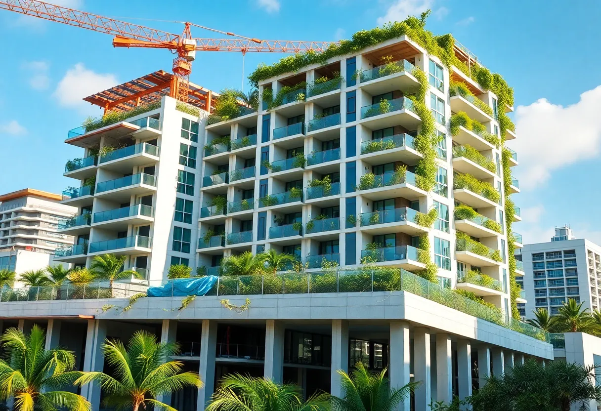 Construction of a luxury residential complex in Miami with sustainable features