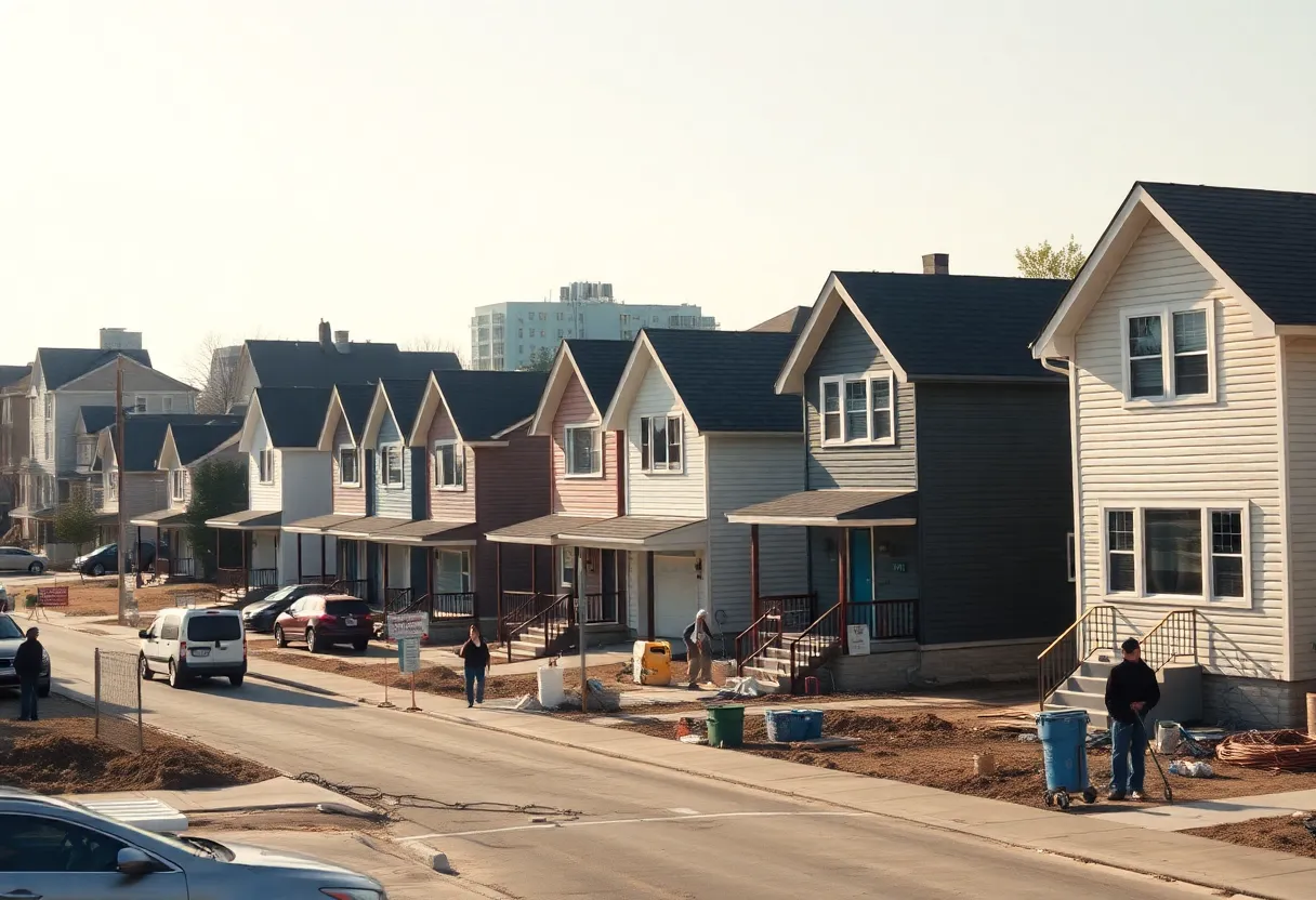 Construction of new single-family affordable homes in a Cleveland neighborhood